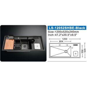 Rain Waterfall Stainless Steel Kitchen Sink 304SS Undermount Single Bowl