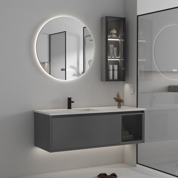 3 Doors Solid Wood Bathroom Cabinets With Touch Screen LED Mirror