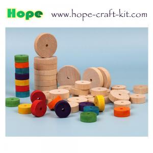Cheap Natural color multi-colored colorful wooden wheels round wood blocks with holes for kids DIY material OEM OEM wholesale