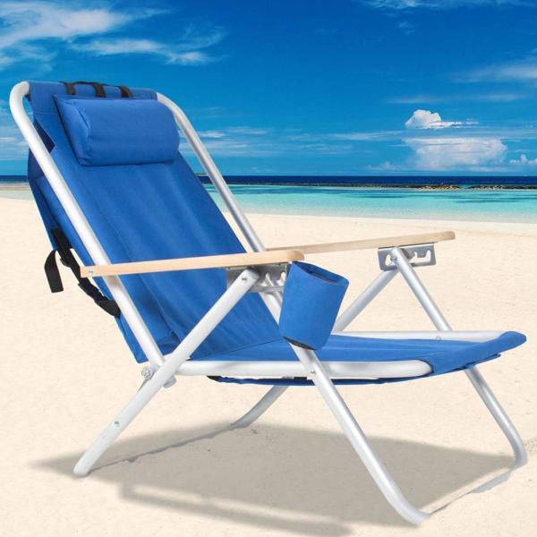 Portable Adjustable Folding Beach Chairs Outdoor Lawn Lounge Reclining Chair Recliners Pillows for Patio,Poolside