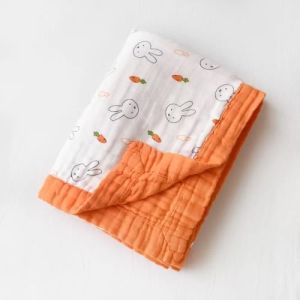 Organic Baby Receiving Blankets Superfine Fiber Customized Layers