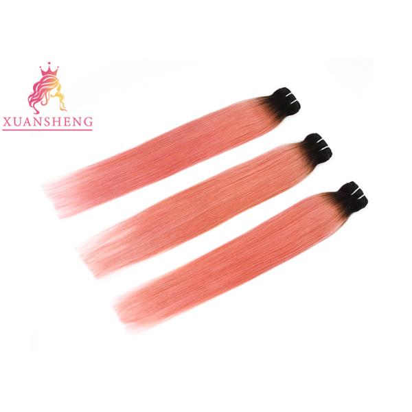 Pretty Pink Color Custom Made Human Hair Wigs / Weave Straight Pink Hair Bundles