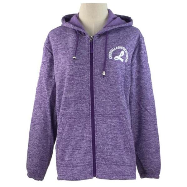 Hooded Zip Up Ladies Fleece Jackets 100% Polyester Strong Wear Resisting