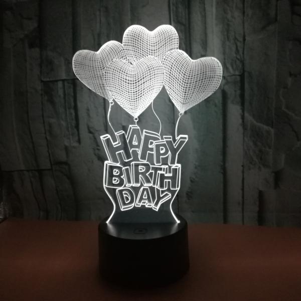 New Happy Birthday Romantic Valentine Heart 3D night Light gift Creative Touch Desktop 3D Table Lamp