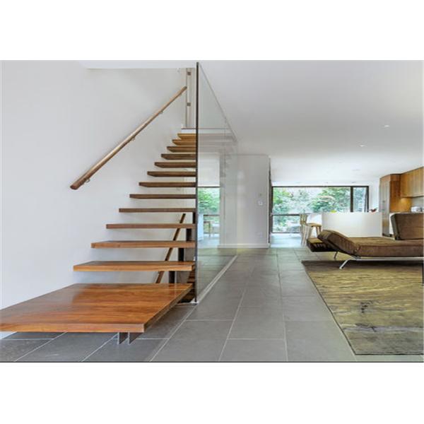 Luxury Modern Style Floating Timber Stairs Humanized Design , No Support Underneath