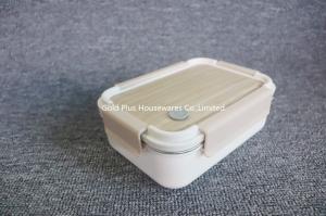 China Eco-Friendly stainless steel airtight bento lunch box  japanese sushi bento box with wood-like grain  lid on sale