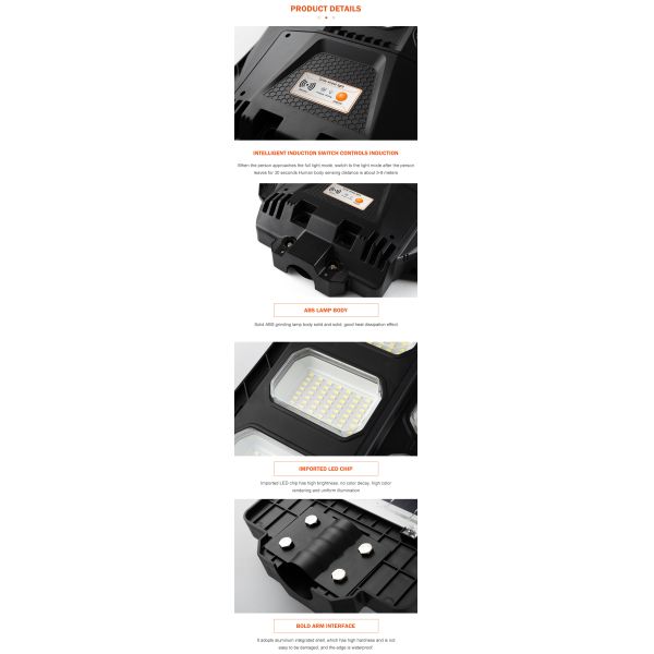 Garden Road SMD All In One Integrated Solar Street Light Outdoor Waterproof IP65 ABS 300W 400W 500W