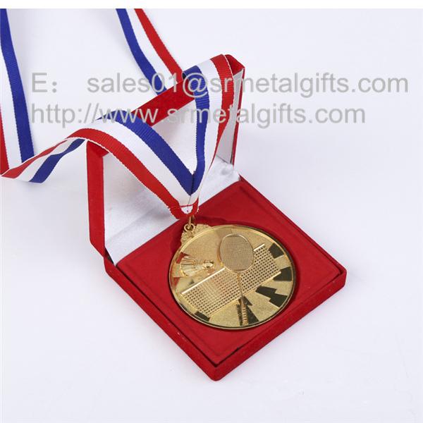 metal gold badminton medal with gift box
