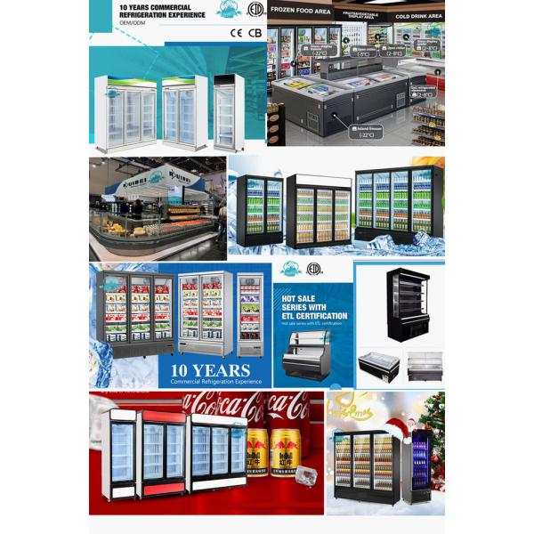 Supermarket Refrigerated Showcase Commercial Glass 2 Doors Cooler