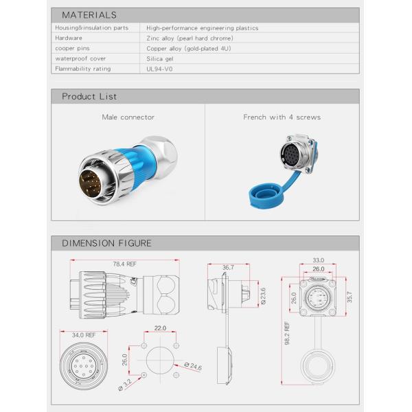 CNLINKO Industrial High Current Solar Battery Waterproof Rotary Power 220vac Male Female Plug Socket 4 Pin IP68 Connector