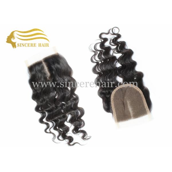 22" Deep Wave Clouser Hair Extensions - 22" Black Deep Wave Virgin Remy Human Hair Clouser Extensions For Sale 16" Blonde Hair Wigs - 40 CM Straight Blonde Remy Human Hair Half Wig 90 Gram For Sale