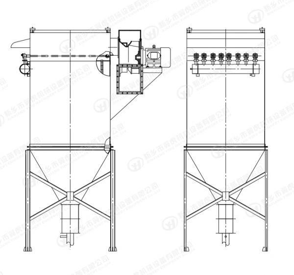 Pulse Jet Bag Type Cloth Dust Collector 10040 X 2364mm X 8500mm Dimension