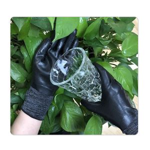 Cheap Black Polyester Liner Rubber Water Resistant Gloves wholesale