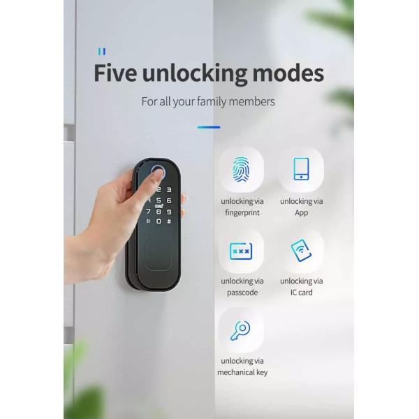 Bluetooth Fingerprint Rim Keypad Mechanical Key Nfc French Door Security Locks