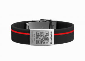 China Personalised school id  silicone wristbands black sports id wristbands with red stripe on sale
