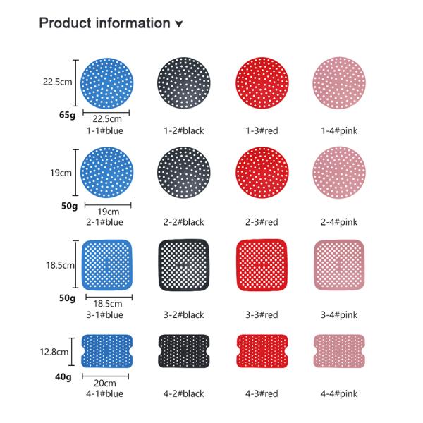 Food Grade Silicone Kitchenware Set , Heat Resistant Air Fryer Silicone Mat