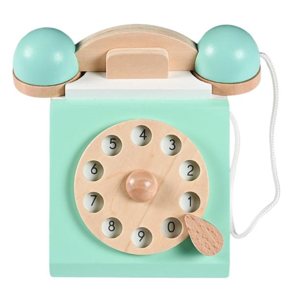Retro Simulation Phone Playset Wooden Toys Role Play Educational