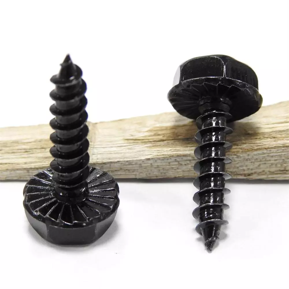 SS304 Cross Recessed Hex Head Self Tapping Roofing Screws Black Color Galvanized