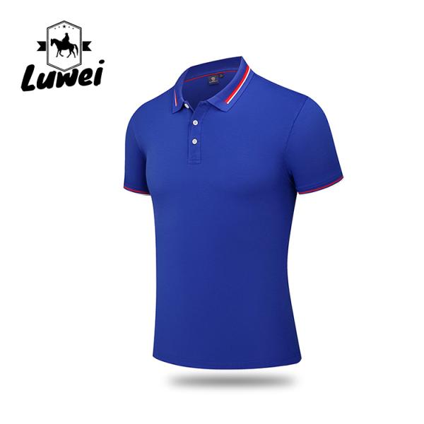 Quick Drying Embroidered Polyester Polo Shirts Textured Lapel Short Sleeve