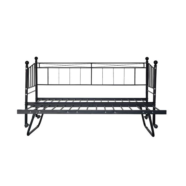 Full Size Modern Metal Daybed High Stablility With Pop Up Trundle Bed
