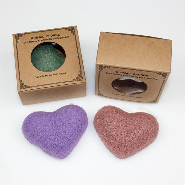 Facial Body Cleaning Charcoal Heart Konjac Sponge 8.5cm*7.2cm*2cm
