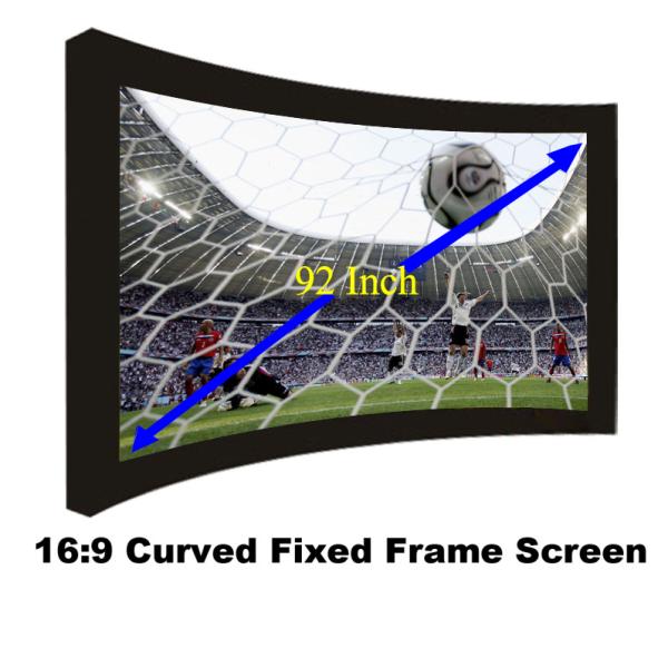 Durable 92Inch Fixed Frame Projection Screen With 80mm Black Velevt Aluminum Cinema Fabric