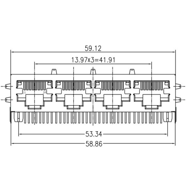 Multi-port RJ45 1x4 Cross LPJGF46856CNL MIC38710-5157W-LF3 / 7499131001