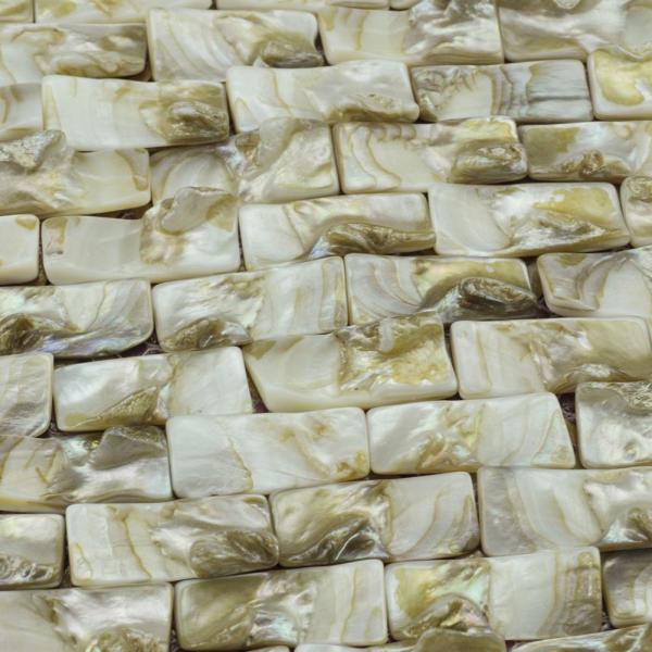 Golden Diamond Shell Mosaic Tile For Bathroom Wall Panels 3D Glossy Surface