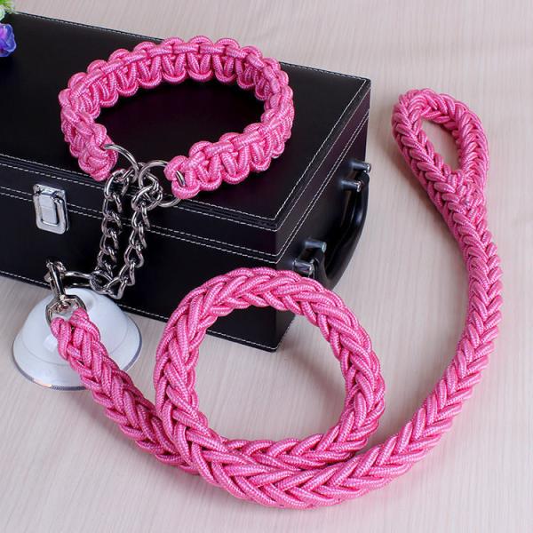 Adjustable Eight Strand Woven Dog Collar Leash Explosion Proof Nylon Pet Leash