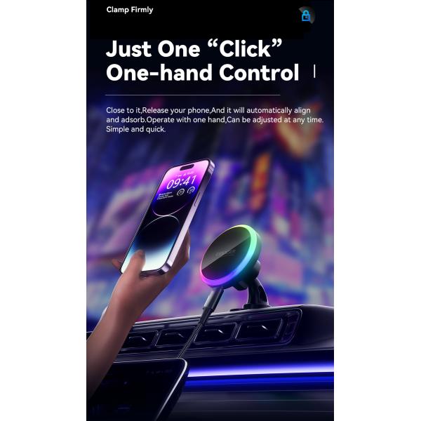 15W Wireless Charging Magnetic Car Phone Holder Essager ACPH004