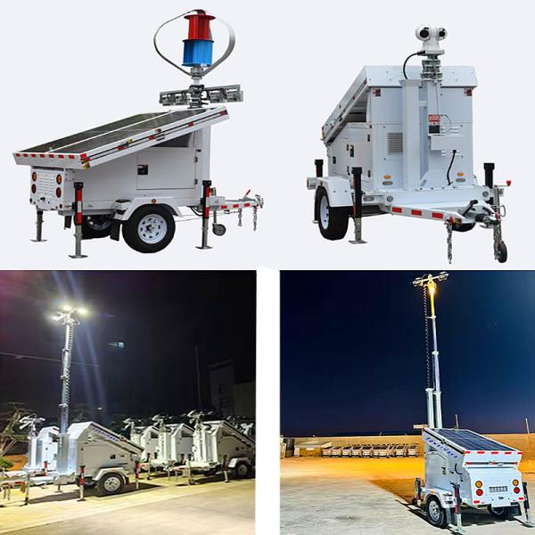 Portable Solar Light Tower Tilt 90° Electric Surveillance Light Tower Outdoor Light Tower