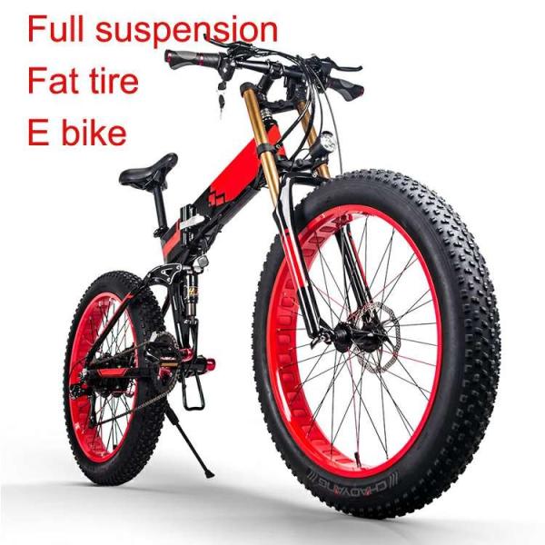 Full Suspension Fat Tire E Bike Folding Electric Mountain 350w 48v RICH BIT 018