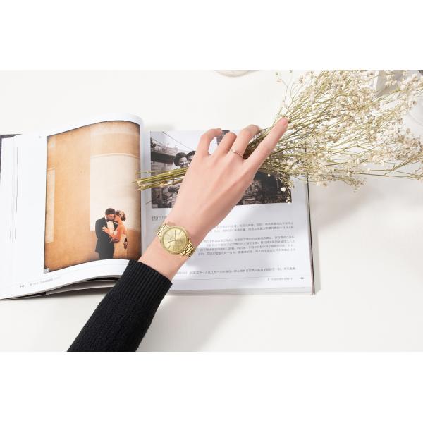 3ATM Waterproof Japan PC21S Alloy Quartz Watch 18k Gold IP30