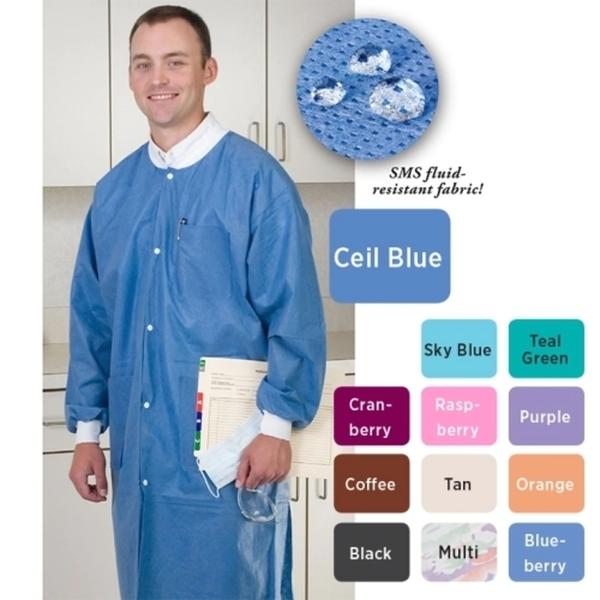 S&J Disposable OEM Factory supply Accept Custom Color and Design SMS PP Nonwoven Men Women Lab Coat