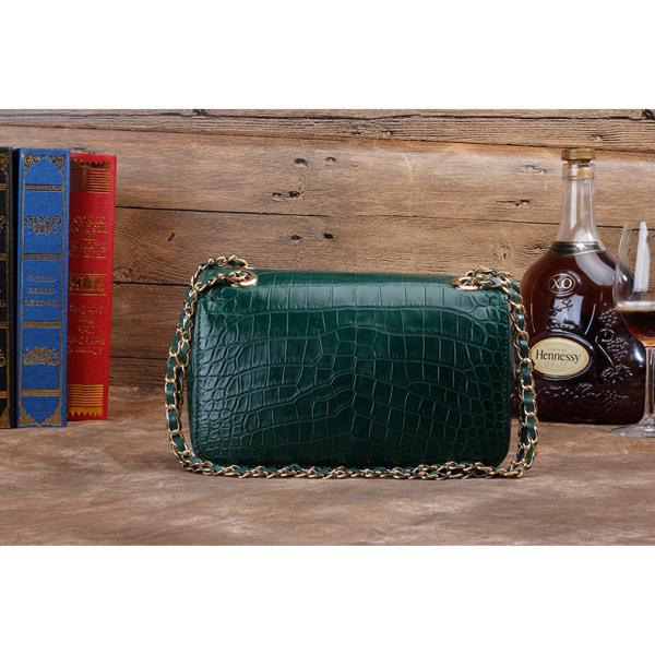 Luxury Genuine Crocodile Belly Skin Gold Hardware Lady Evening Flap Purse Alligator Leather Women Single Shoulder Bag