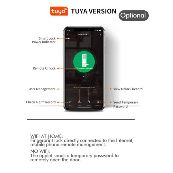 TuyaSmart Waterproof Door Lock WiFi Double Side Fingerprint Smart Lock