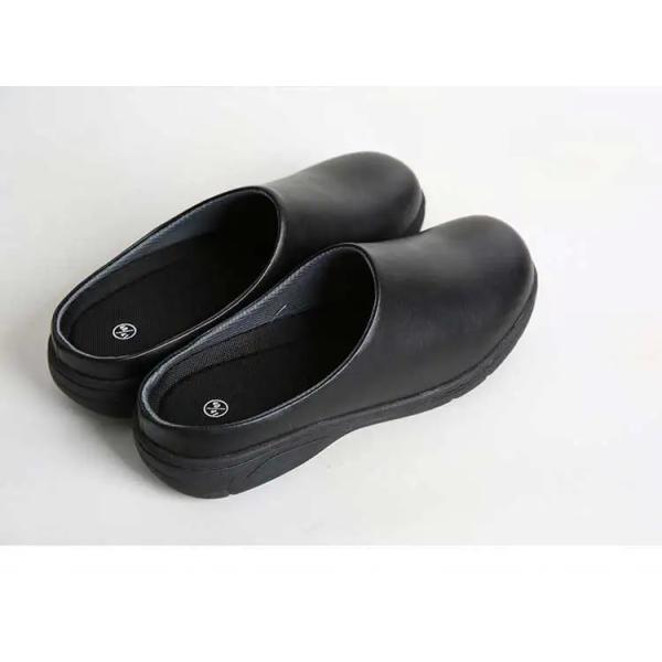 Casual Black Lightweight Nurse Shoes Non Slip Rubber Sole Slippers Waterproof Cowhide Leather Chef Shoes