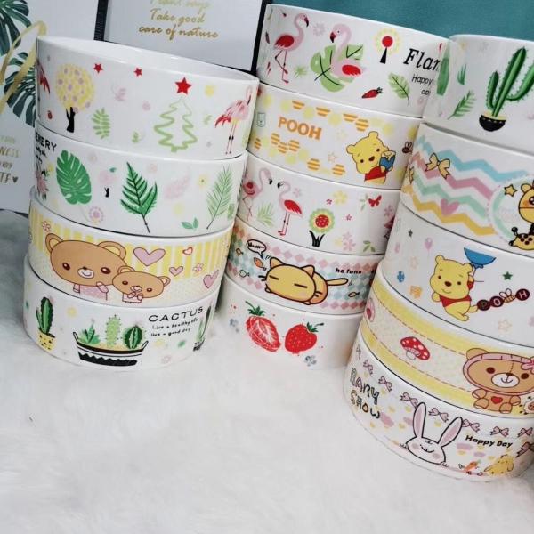 Pet Porcelain Engaved Printing Cute Dog Bowls Pup Cat Feeder