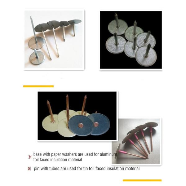 Galvanized Steel Cup Head Capacitor Discharge Weld Pins 3" With Paper Insulating Washers Attached