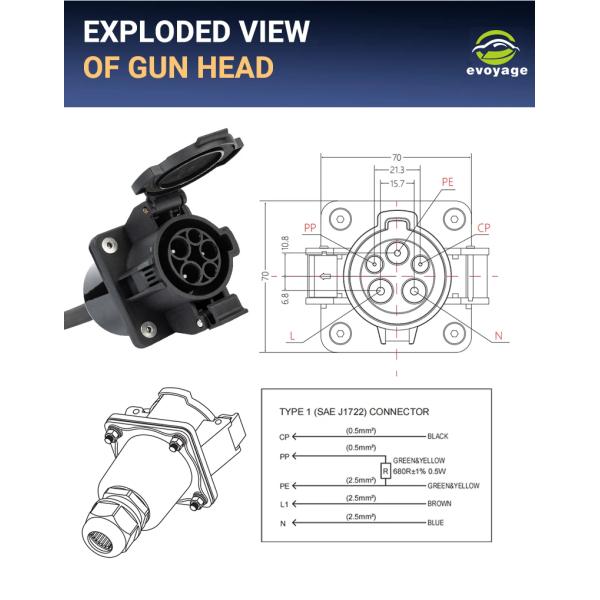 SAE J1772 Car Side Inlet EV Charging Accessories Type 1 Socket For EV Car Charging
