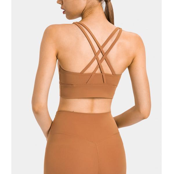 OEM Naked Feeling Medium Support Cross Back Womens Sports Bra Logo Printing