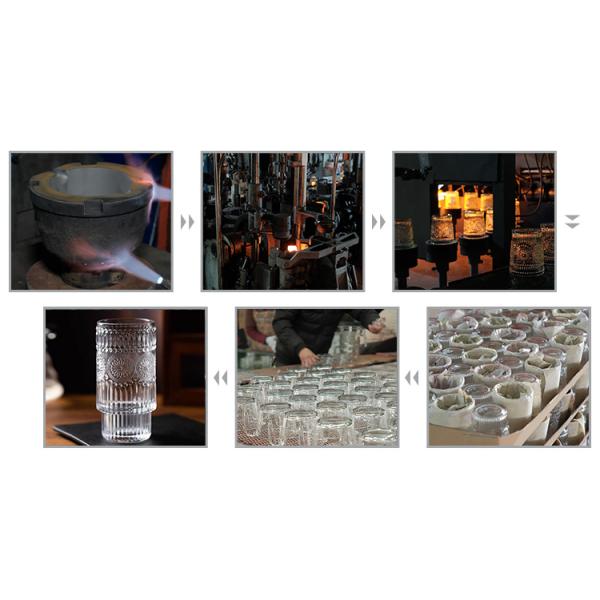 Retro Crystal Clear Coffee Drinking Glasses Cup Ripple Glassware Embossed