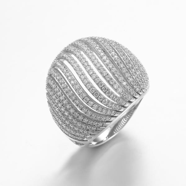 6.04g 925 Silver CZ Rings Rhodium Plated Sterling Silver Interlocking Ring