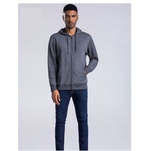 Unisex long sleeve winter rib cuff zipper up hoodies