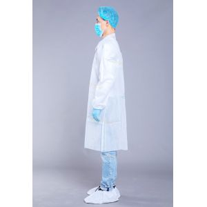 Medical Water Repellent 80gsm Disposable Lab Coats With Cuffs