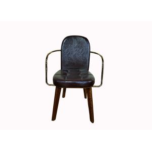 Cheap PU Leather 47cm 88cm Wrought Iron Upholstered Dining Chairs wholesale