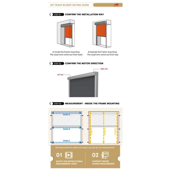 Electric Zip Track Blinds Windproof Rainproof Outdoor Zip Screen Roller Blinds