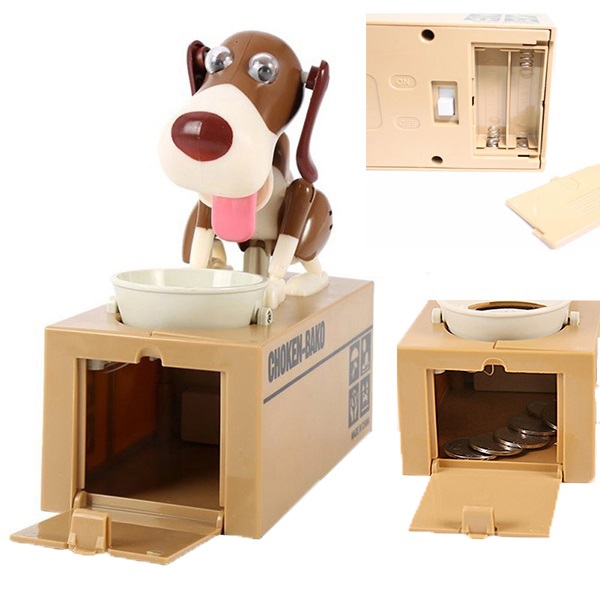 Electric Piggy Bank Hungry Puppy Money Saving Box Battery Powered 6 Colors
