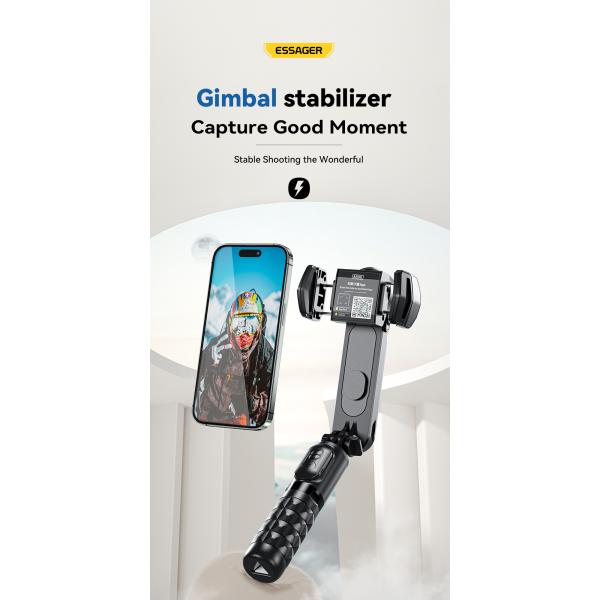 Essager Single-axis Gimbal Stabilizer Phone Holder With LED Fill Light Handheld Mobile Phone Stand