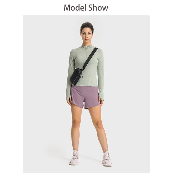 Stand Collar Hidden Zip Horse Riding Tops Stretch Equestrian Base Layer Active Stretch